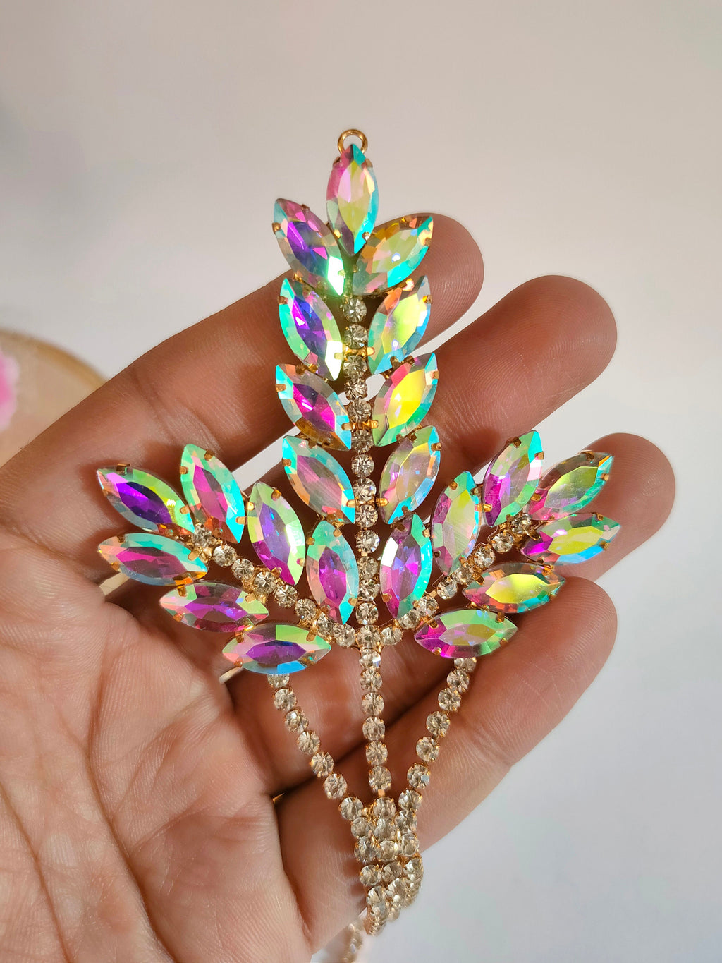 Rhinestone Leaf Patch: Crystal Applique for DIY Sewing & Crafting