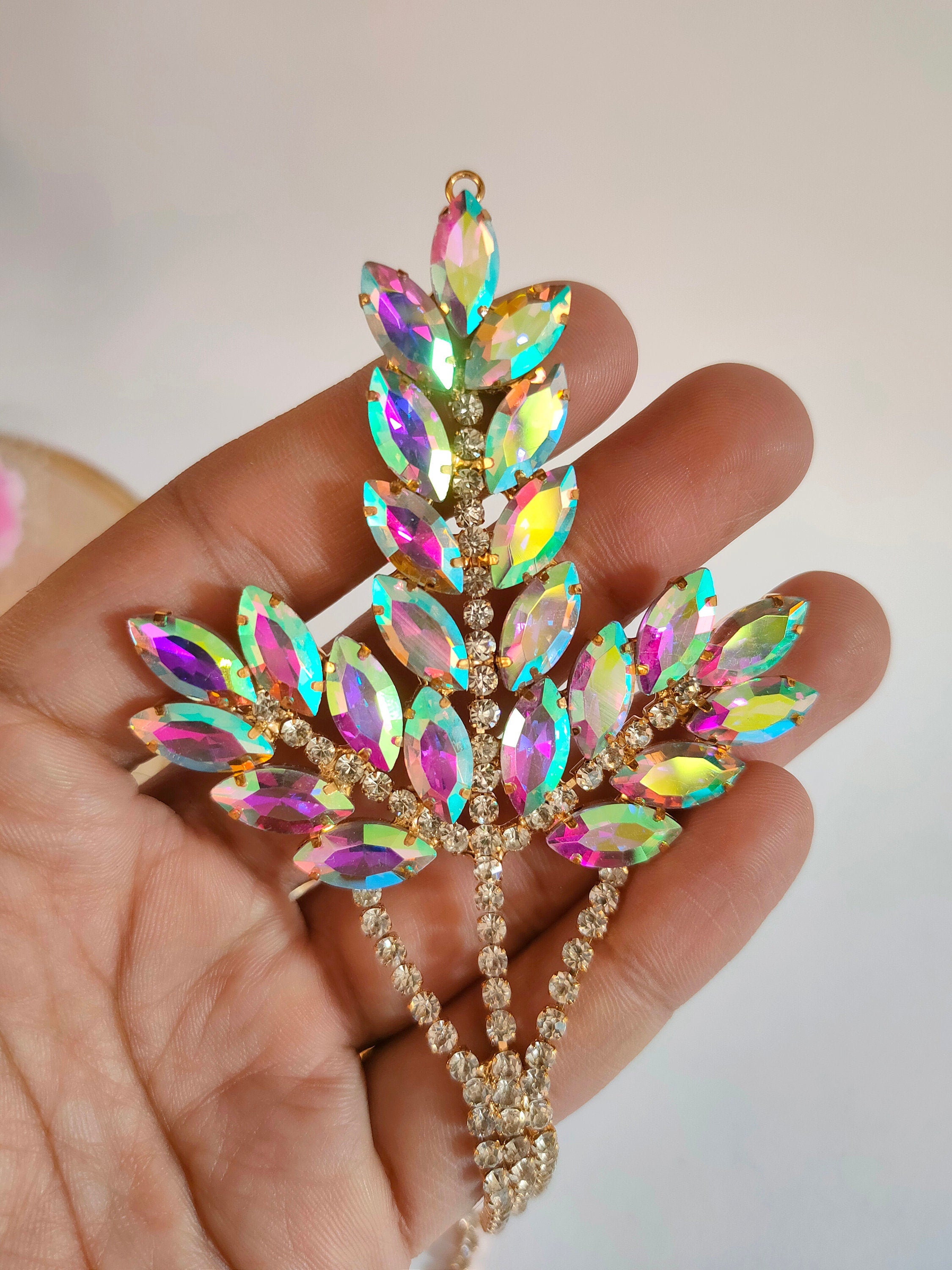 Rhinestone Leaf Patch: Crystal Applique for DIY Sewing & Crafting