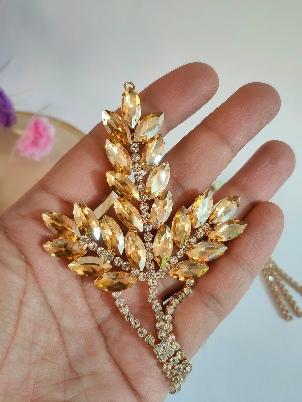 Rhinestone Leaf Patch: Crystal Applique for DIY Sewing & Crafting