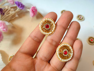 20 Pc - Pearl & Glass Beads Embellished Sew on Applique Patches