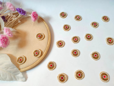 20 Pc - Pearl & Glass Beads Embellished Sew on Applique Patches