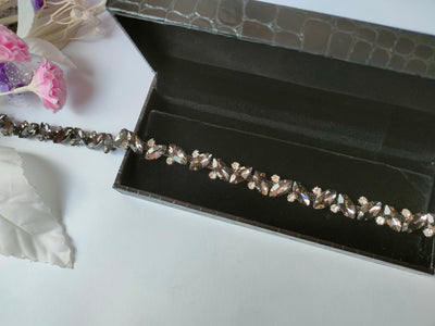 Graphite Black Luxury Rhinestone Narrow Stonework Trim - 1 Yard