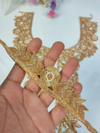 Rose Gold Embroidered Neckline Patch with Sleeves: Indian Zardozi Applique