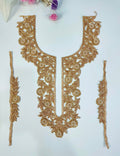 Rose Gold Embroidered Neckline Patch with Sleeves: Indian Zardozi Applique