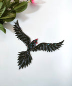 Sequin Flying Bird Patch: Steampunk Embroidered Applique (18x15 cm)