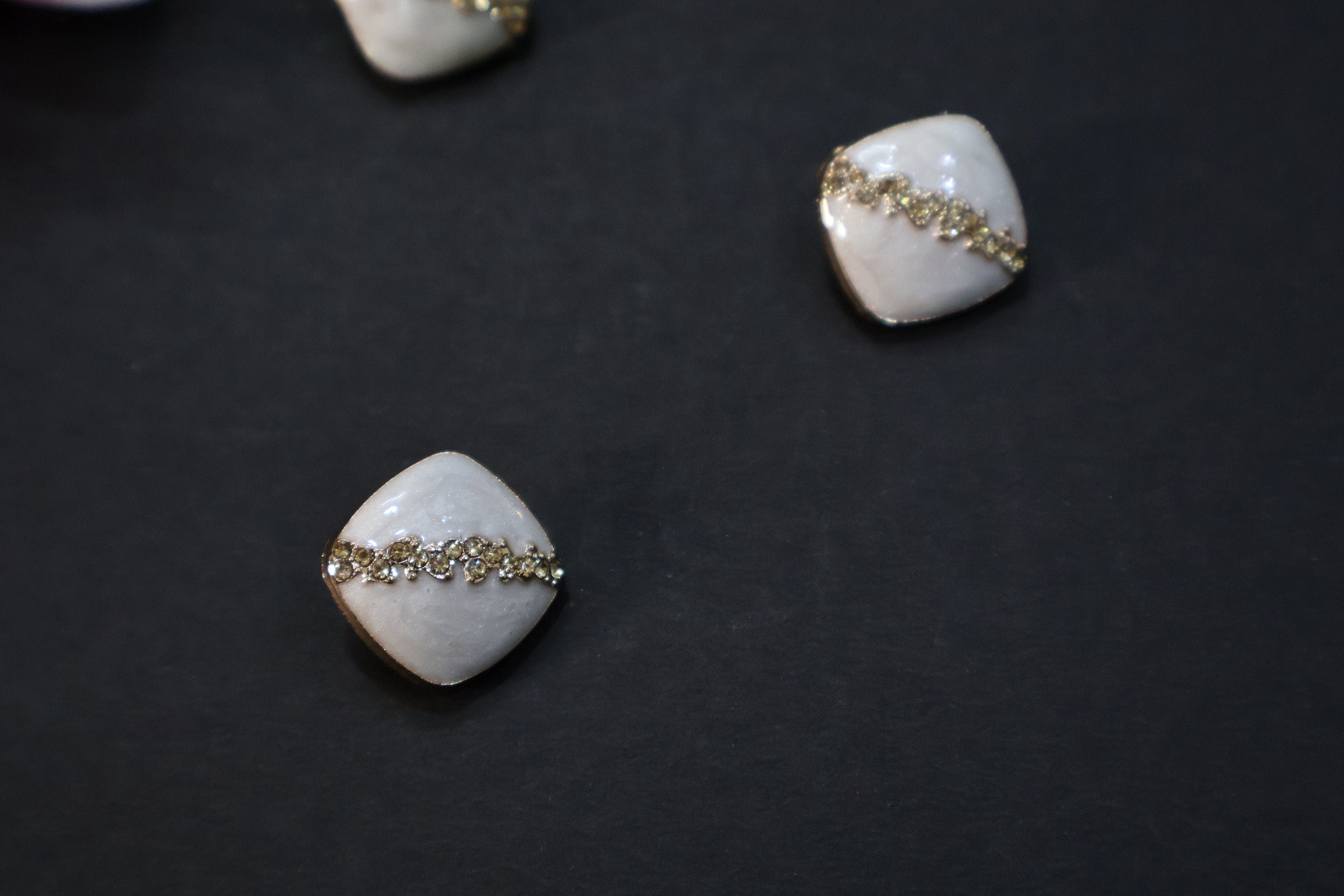 Geode Inspired White & Gold Crystal Square Buttons: Embellished Suit, Sewing (Pack of 5)