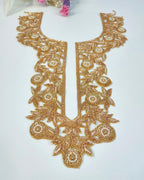 Rose Gold Embroidered Neckline Patch with Sleeves: Indian Zardozi Applique