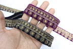 Purple Velvet Sequin Lace Trim: Indian Embroidered Zari Border (9 Yards)