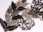 Silver & Black Beaded Applique Patches: Indian Cutdana Sew-On Embellishments
