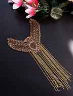 Gold Eagle Applique Patch: Indian Embroidered Sew-On with Suspended Chains