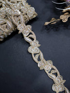 Golden Zardozi Embroidered Braid Trim: Indian Sari Lace, 3.5cm Wide