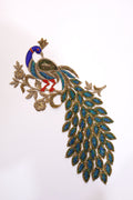 Peacock Zardozi Sequin Applique Patch: Indian Embroidered DIY Garment Accessory