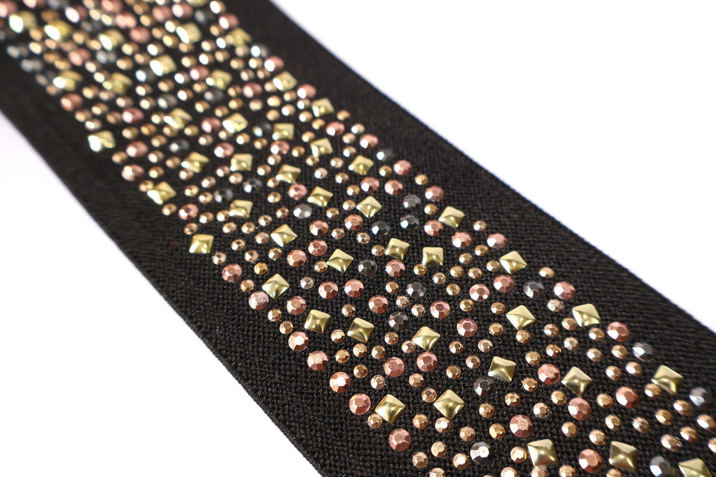 Stretchable Metallic Studs Embellished Lace 5 cm Wide - 1 Yard