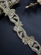Golden Zardozi Embroidered Braid Trim: Indian Sari Lace, 3.5cm Wide