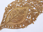Golden Leaf Zardozi Embroidered Applique Patch, Indian Handcrafted Patchwork
