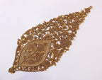 Golden Leaf Zardozi Embroidered Applique Patch, Indian Handcrafted Patchwork