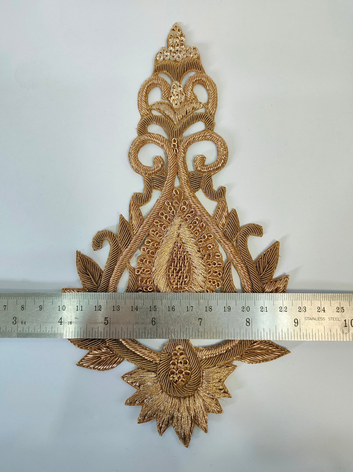 1 Pair - Antique Golden Kalash Sew On Zardozi Embroidered Patch