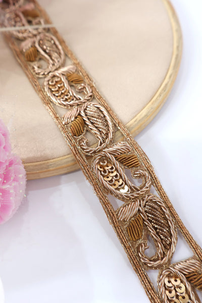 Zardozi Embroidered Trim: Antique Indian Sari Border, DIY Sewing (2.8 Cm Wide)