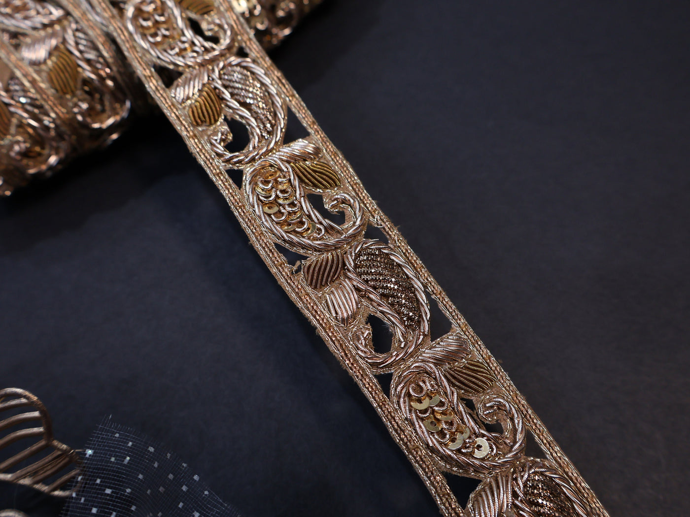 Zardozi Embroidered Trim: Antique Indian Sari Border, DIY Sewing (2.8 Cm Wide)