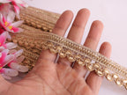 Golden Zari Embroidered Ribbon Lace - Indian Sewing Trim, 9 Yards