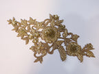 Embroidered Floral Applique: Silver & Gold Glass Bead Patch