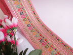 Pink Zari Sequin Embroidered Sari Border Trim: Indian Costume Lace (110cm)