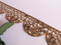 Golden Brown Scalloped Mirror Trim: Indian Sari Border, Borde Espejo