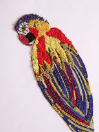 Colorful Parrot Applique Patch: Handcrafted Glass Bead Artwork (45cm Long)