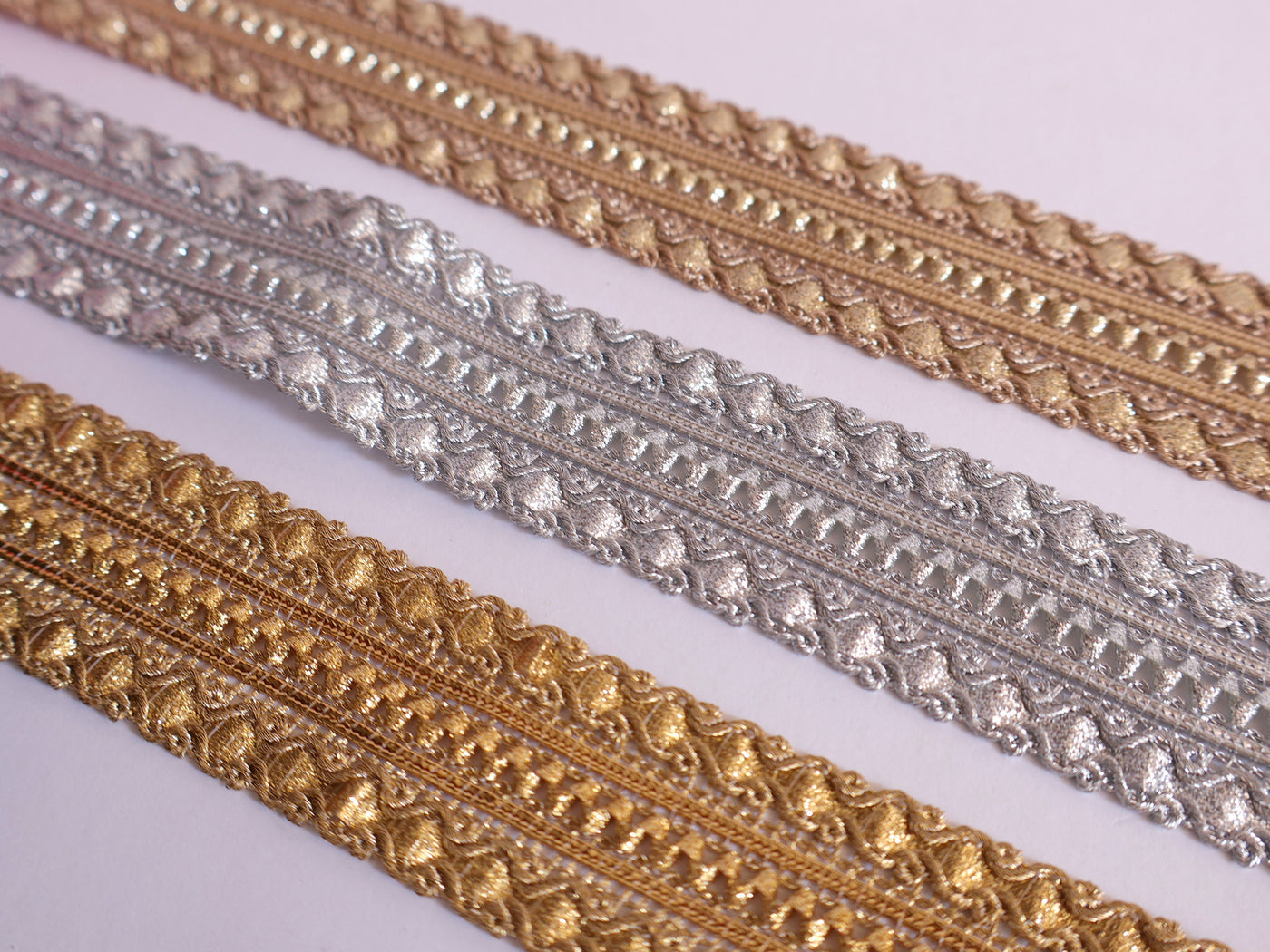 9 Yards Sequin Ribbon Lace: Gold, Silver, Copper Sari Trim (3cm)