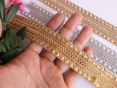 9 Yards Sequin Ribbon Lace: Gold, Silver, Copper Sari Trim (3cm)