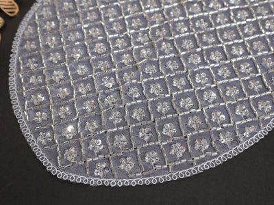 Silver Sequin Embroidered Neckline Patch: Indian Applique