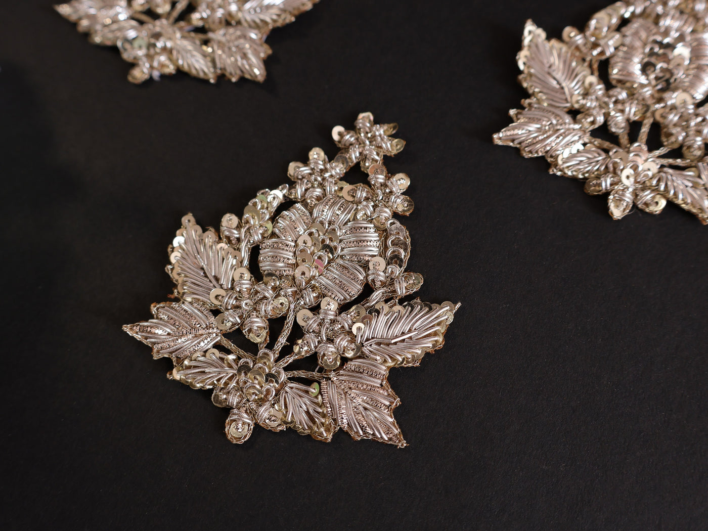 Set of 4 - Clear Gold Handcrafted Indian Zardozi Embroidered Patch