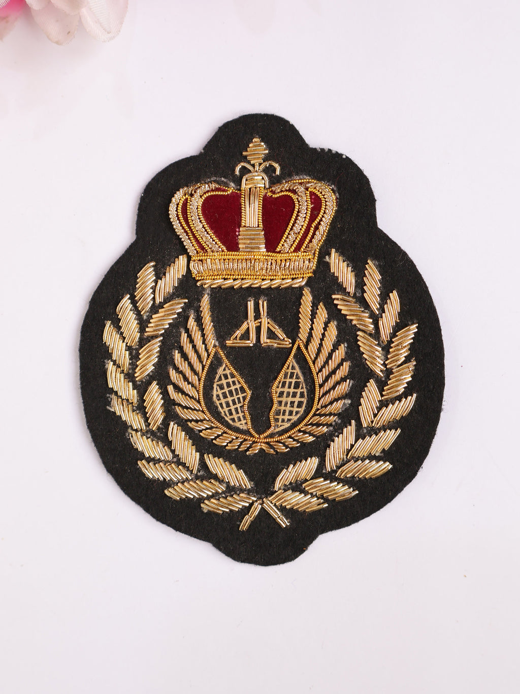 Gold Crown Zardozi Applique Patch: Indian Embroidered Sew-On (8x7cm)