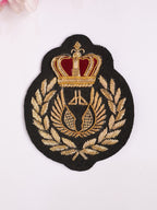 Gold Crown Zardozi Applique Patch: Indian Embroidered Sew-On (8x7cm)