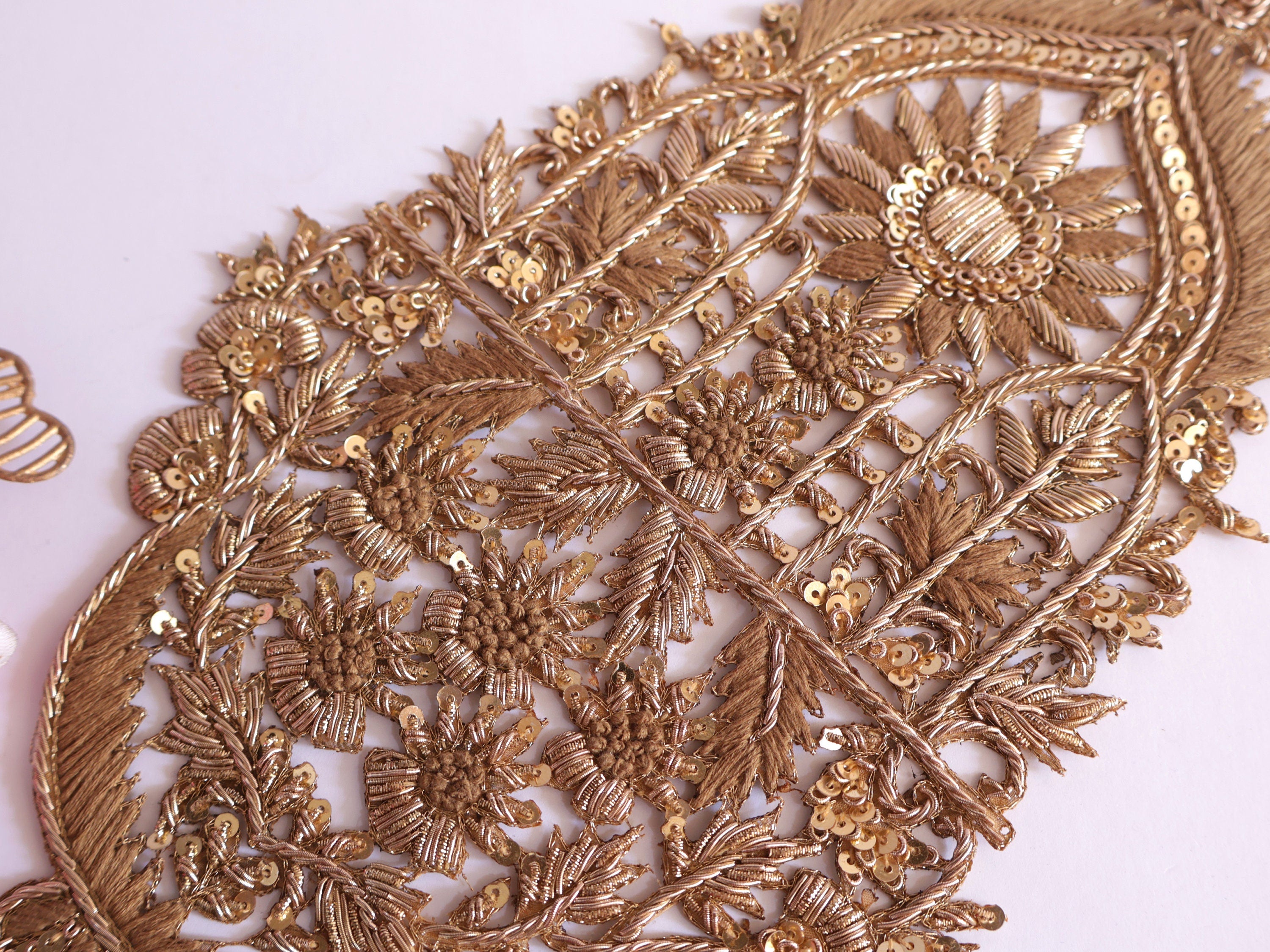 Baroque Embroidered Applique Patch, Sequin & Brass Sew-On Embellishment