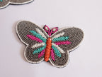 Colorful Beaded Butterfly Patch: Sew-On Applique (8x7 cm)