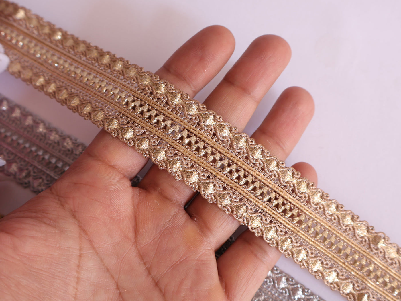 9 Yards Sequin Ribbon Lace: Gold, Silver, Copper Sari Trim (3cm)