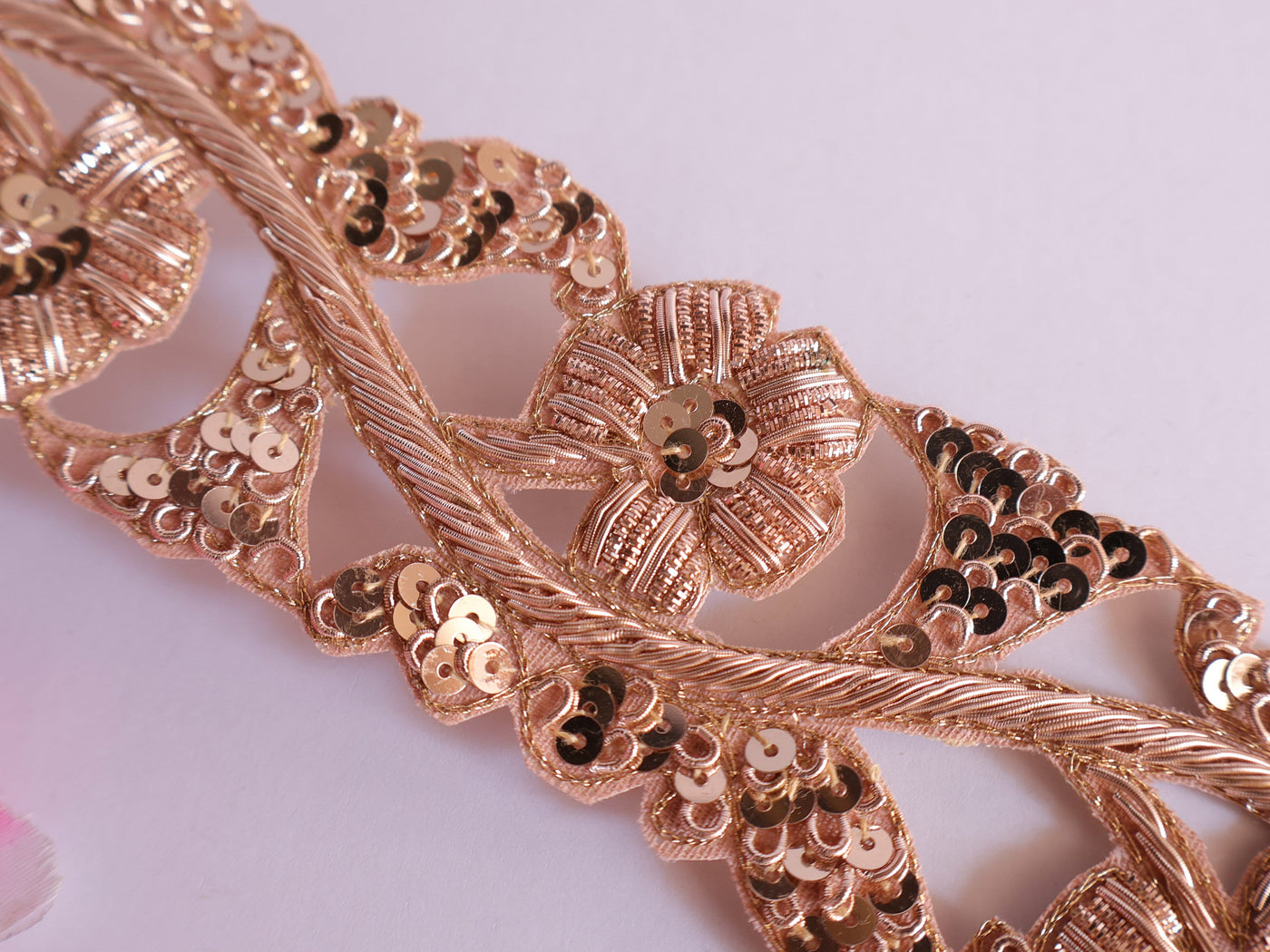 Rose Gold Intricate Wave Handmade Trim Vine 5 Cm Wide