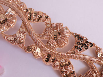 Rose Gold Intricate Wave Handmade Trim Vine 5 Cm Wide