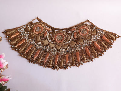 Zardozi Embroidered Neckline Applique: Indian Sew-On Patch