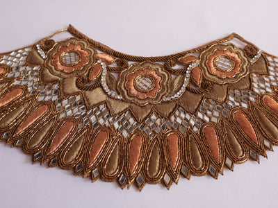 Zardozi Embroidered Neckline Applique: Indian Sew-On Patch