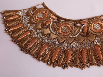 Zardozi Embroidered Neckline Applique: Indian Sew-On Patch