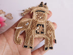 Embroidered Indian Elephant Applique Patches: Knotwork Sew-On (Pair)