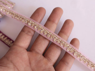 Zari Trim Lace: Green, Pink, Purple Indian Sari Border (1.2 cm Wide)