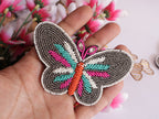 Colorful Beaded Butterfly Patch: Sew-On Applique (8x7 cm)