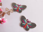 Colorful Beaded Butterfly Patch: Sew-On Applique (8x7 cm)