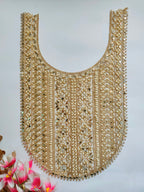 Pearl & Mirror Gold Applique: Indian Zari Embroidered Neckline Patch