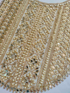 Pearl & Mirror Gold Applique: Indian Zari Embroidered Neckline Patch