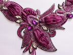 Handmade Wine Purple Beaded Applique: Crystal Embroidered Patch