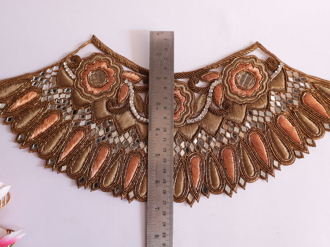 Zardozi Embroidered Neckline Applique: Indian Sew-On Patch